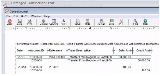 Damaged Transaction Error