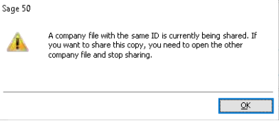 Sage Error a Company File with Shared