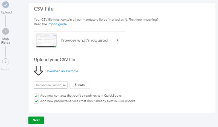 Upload your CSV file