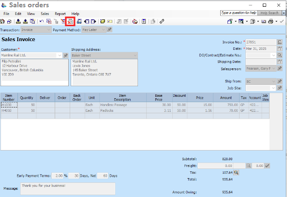 Sales orders
