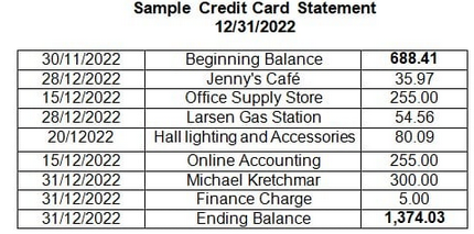 Simple Credit Card Statement